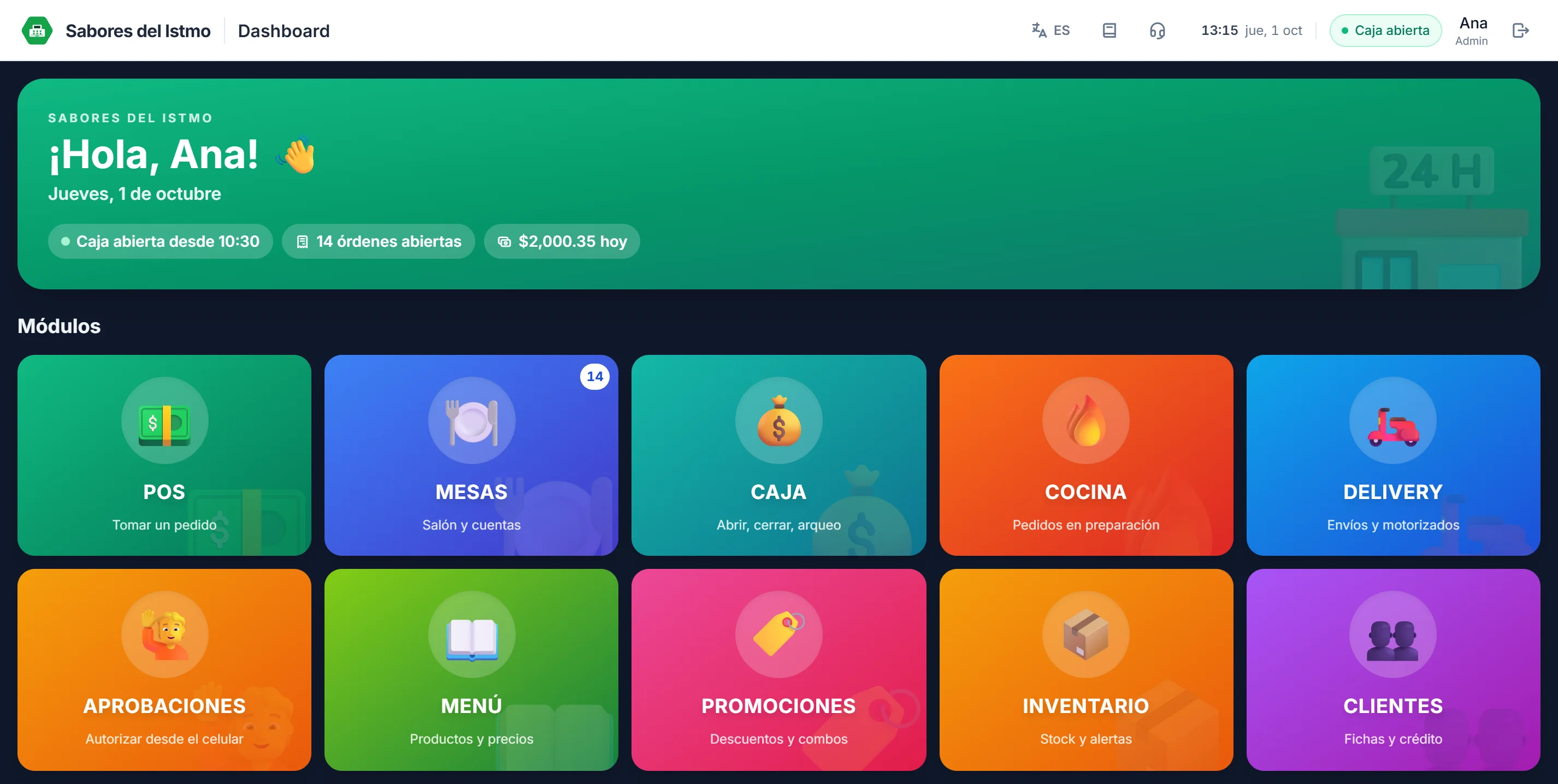 Dashboard de HUB POS
